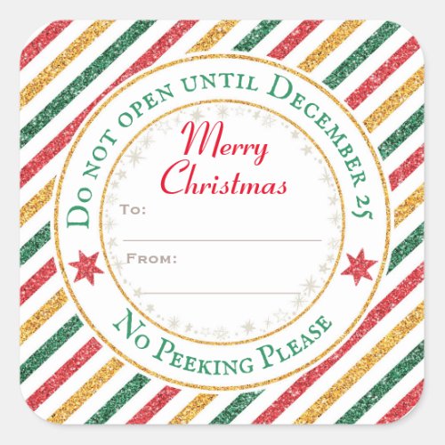 Do Not Open Until December 25 Present Gift Square Sticker