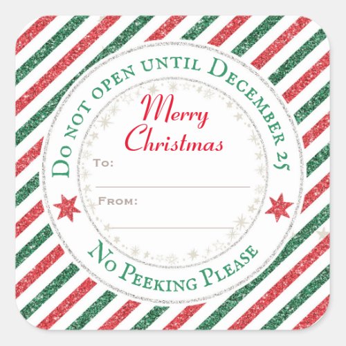 Do Not Open Until December 25 Present Gift Square Sticker