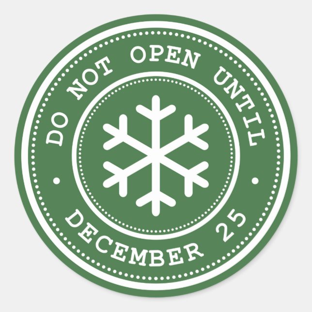 Do Not Open Until Green White Gift Tag (Front)