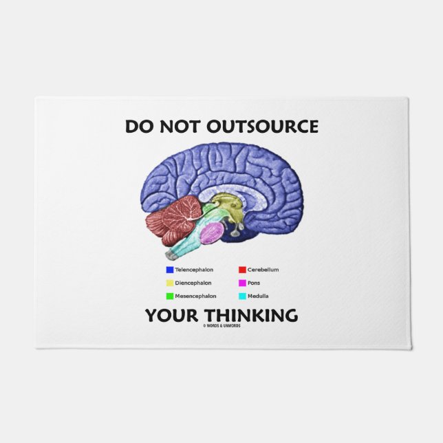 Do Not Outsource Your Thinking Brain Anatomy Humor Doormat (Front)