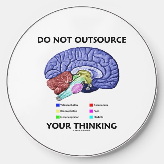 Do Not Outsource Your Thinking Brain Anatomy Humor Wireless Charger (Front)