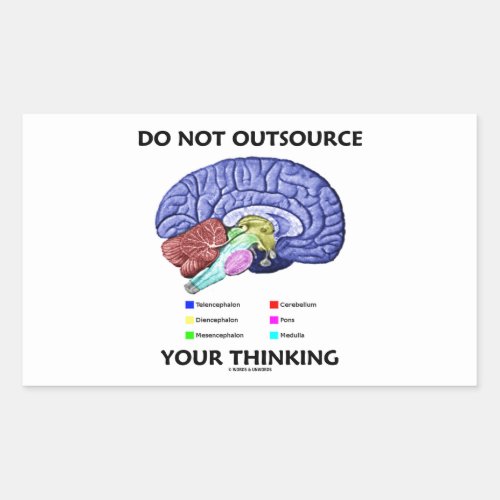 Do Not Outsource Your Thinking Brain Anatomy Rectangular Sticker