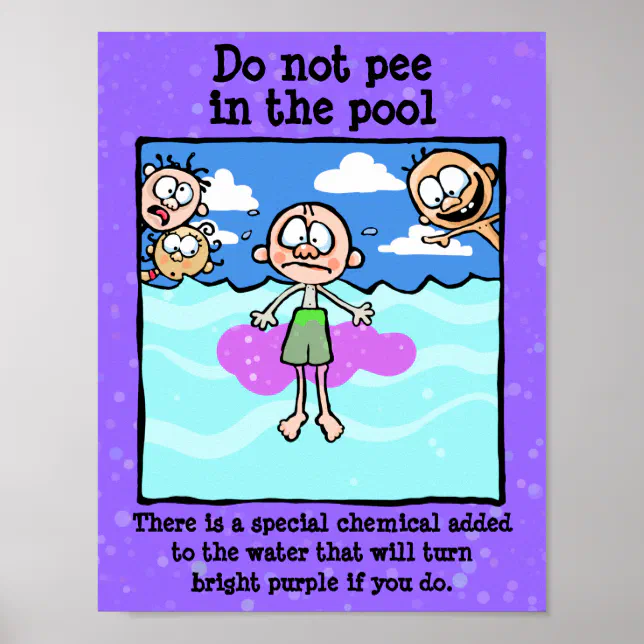 Do not PEE in the pool! Shame is good deterrent! Poster Zazzle