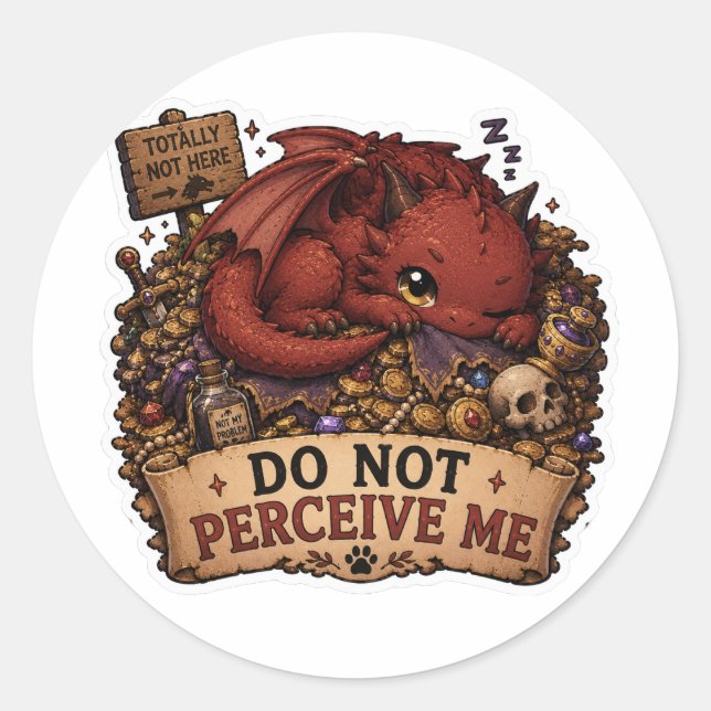 Do Not Perceive Me Funny Sleeping Dragon Sticker (Front)