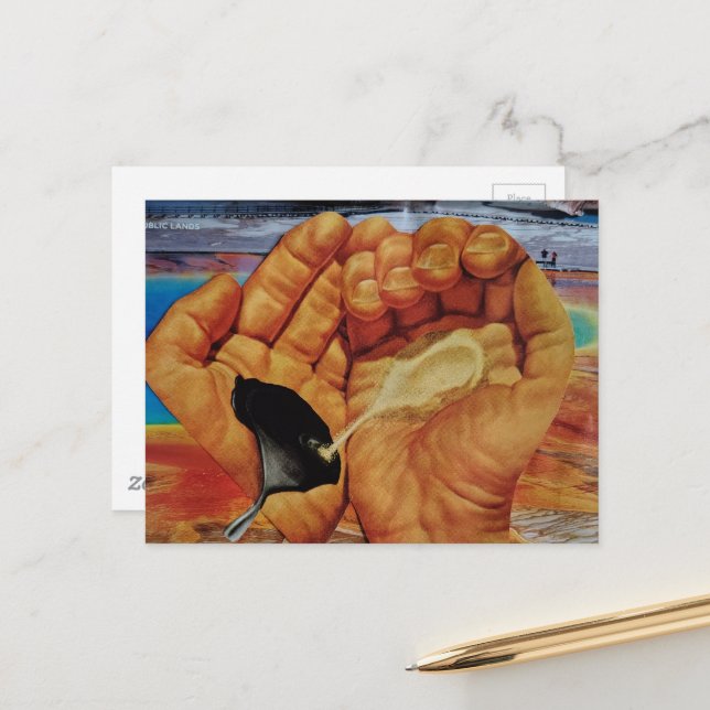 Do not Pollute Our Public Lands surreal collage Postcard (Front/Back In Situ)