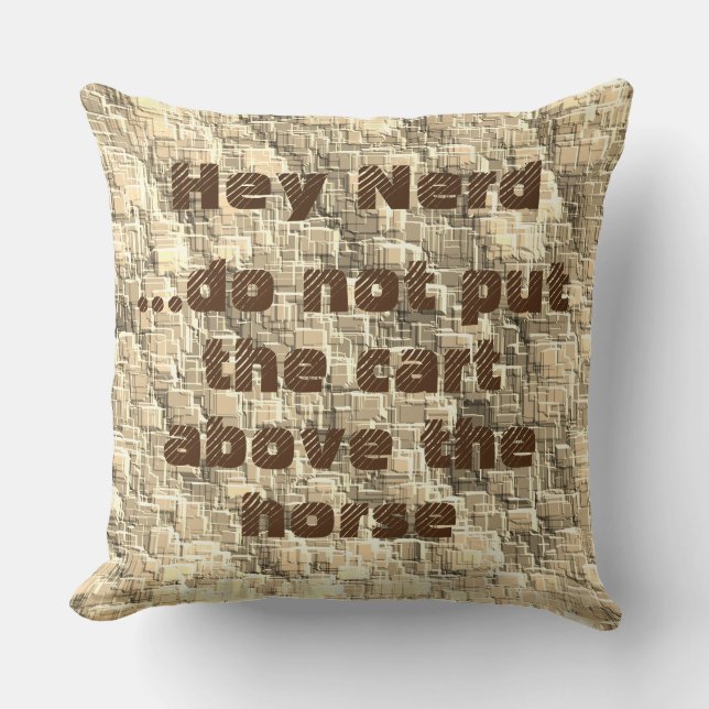 Do not put the cart above the horse throw pillow (Front)