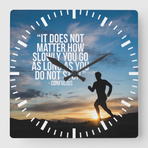 DO NOT STOP Running Marathon Workout Motivational Square Wall Clock