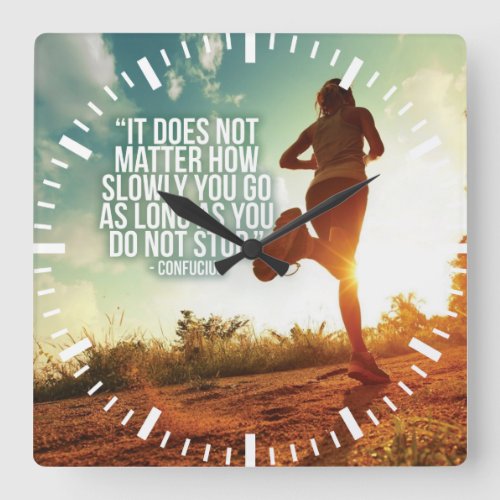 DO NOT STOP Running Marathon Workout Motivational Square Wall Clock