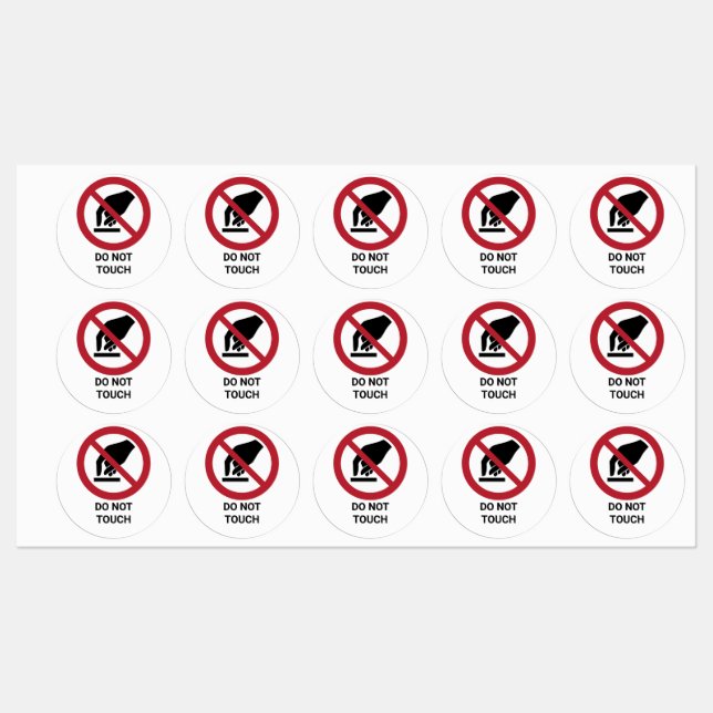 Do Not Touch, Prohibition Sign Labels (Sheet)