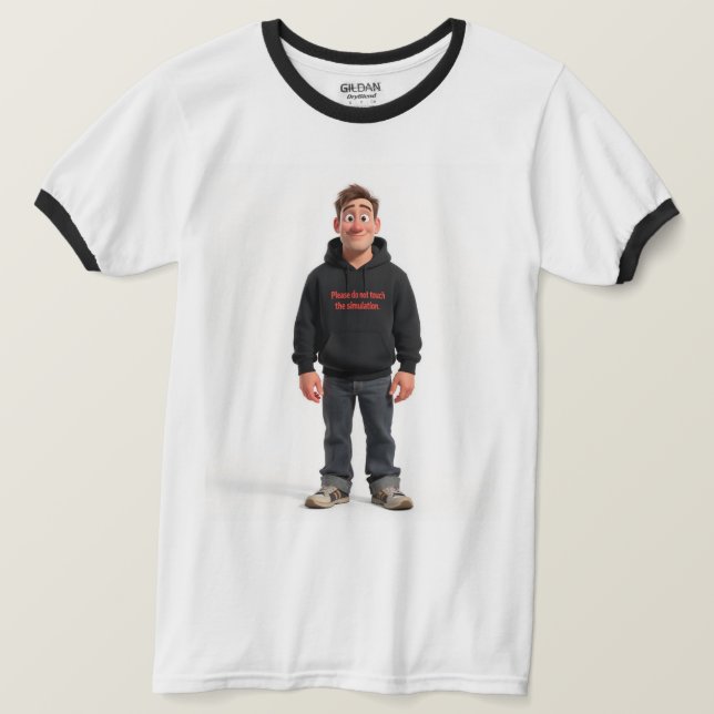 Do Not Touch The Simulation Existential Meme Tee (Design Front)