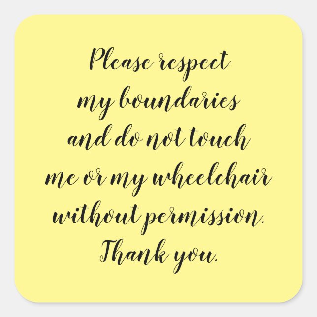 Do Not Touch Wheelchair Sticker (Front)