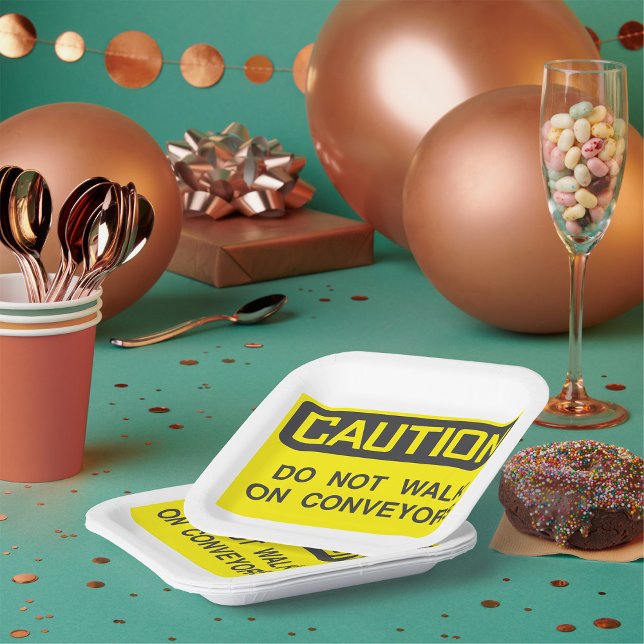 Do Not Walk On Conveyors Sign Paper Plates (Creator Uploaded)