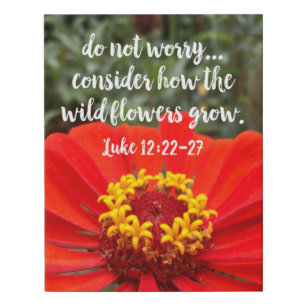 Do Not Worry Consider Wild Flowers Christian Bible Faux Canvas Print