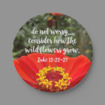 Do Not Worry Consider Wild Flowers Christian Bible Paper Plates