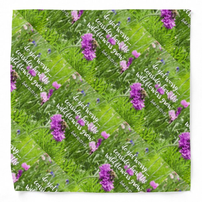 Do Not Worry Wild Flowers Bee Christian Bible Bandana (Front)