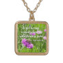 Do Not Worry Wild Flowers Bee Christian Bible Gold Plated Necklace
