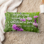 Do Not Worry Wild Flowers Bee Christian Bible Lumbar Pillow