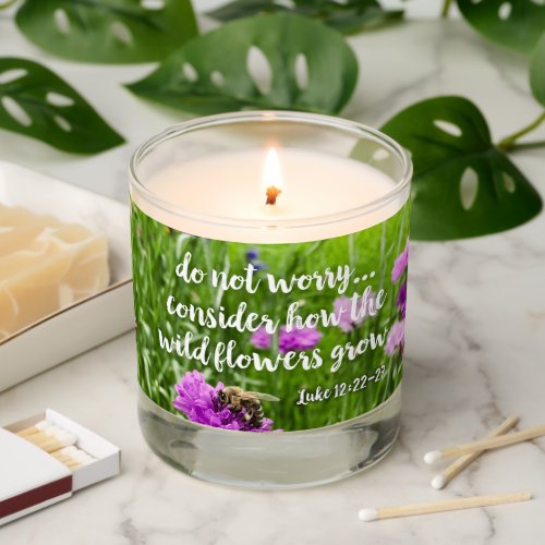 Do Not Worry Wild Flowers Bee Christian Bible Scented Candle