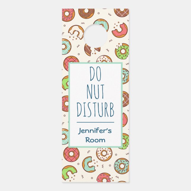 Do Nut Disturb Pun Donut Pattern Door Hanger (Front)