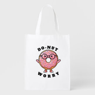 Do‑nut Worry – Cute Donut Cartoon Character Grocery Bag