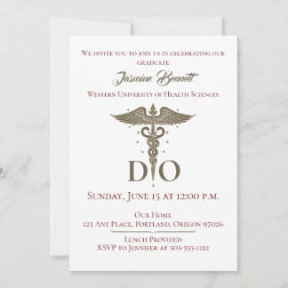 DO Ostopathic Physician Graduation Party Invitation