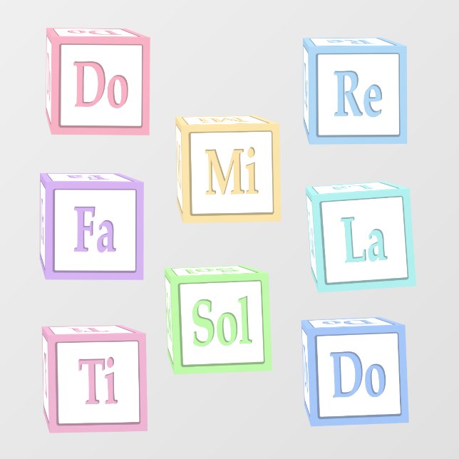 "Do Re Mi Fa So La Ti" Solfeggio Baby Blocks Kids Wall Decal (Front)