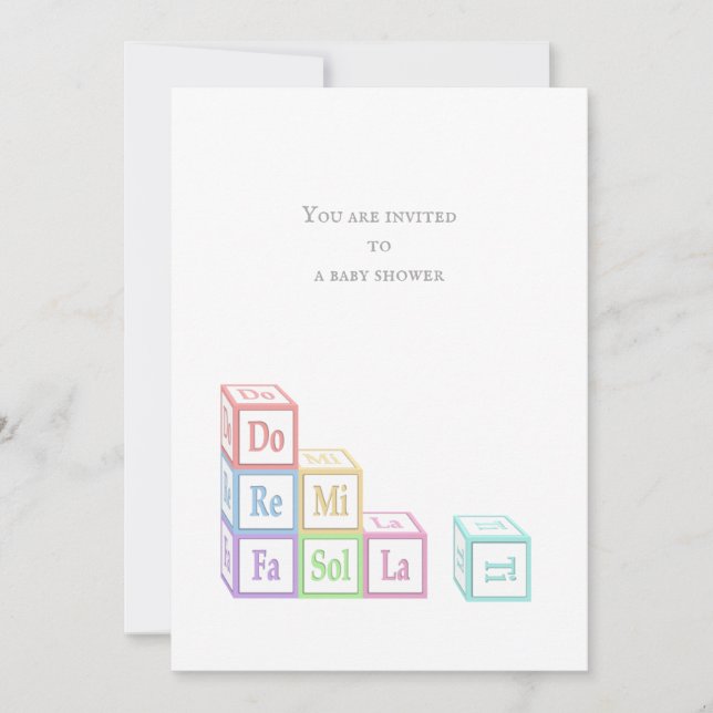 "Do Re Mi Fa So La Ti" Stacked Musical Baby Blocks Invitation (Front)