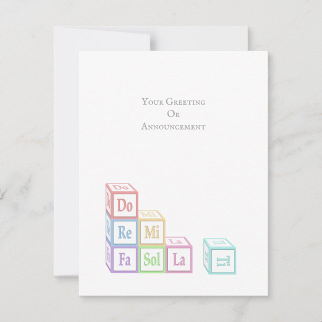 "Do Re Mi Fa So La Ti" Stacked Musical Baby Blocks Note Card (Front)