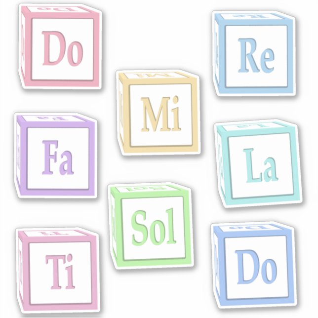 Do Re Mi Fa Sol La Ti Solfege Musical.Baby Blocks Sticker (Front)