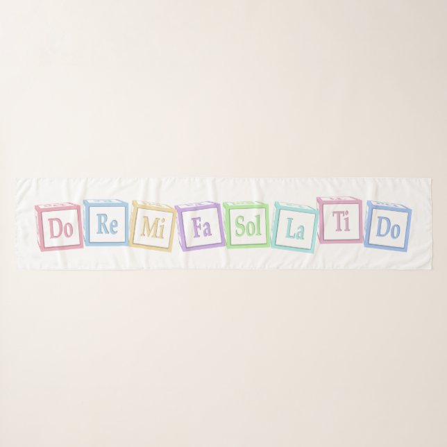 "Do Re Mi" Full Octave Solfege Musical Baby Blocks Scarf (Front (Horizontal))