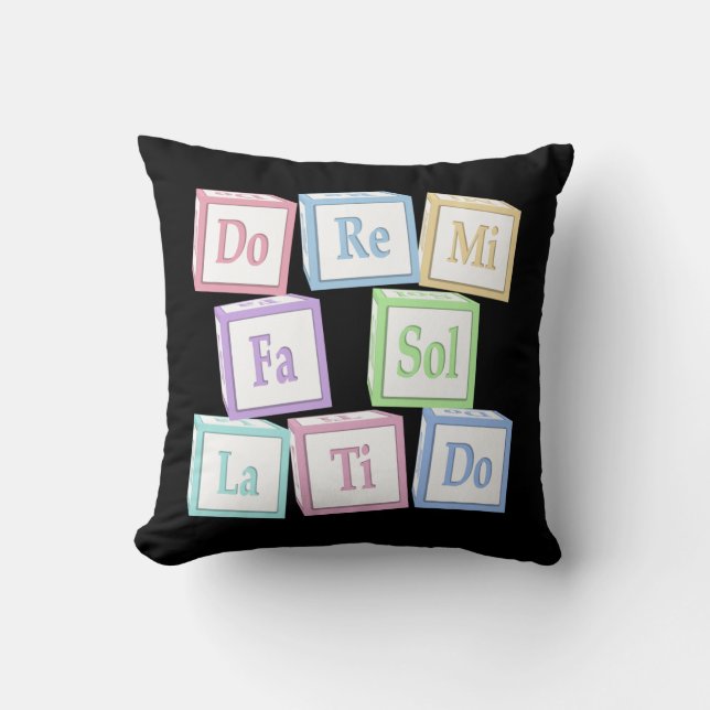 "Do Re Mi" Octave Solfeggio Musical Baby Blocks Throw Pillow (Front)
