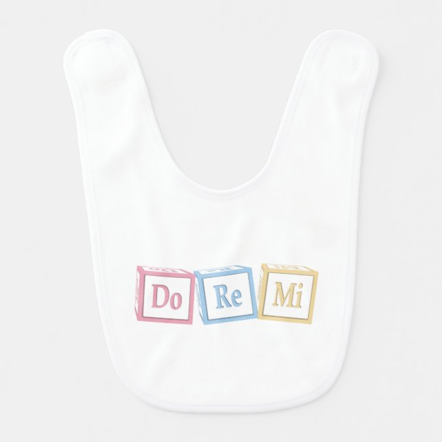 "Do Re Mi" Solfeggio Baby Blocks Kids Music Baby Bib (Front)