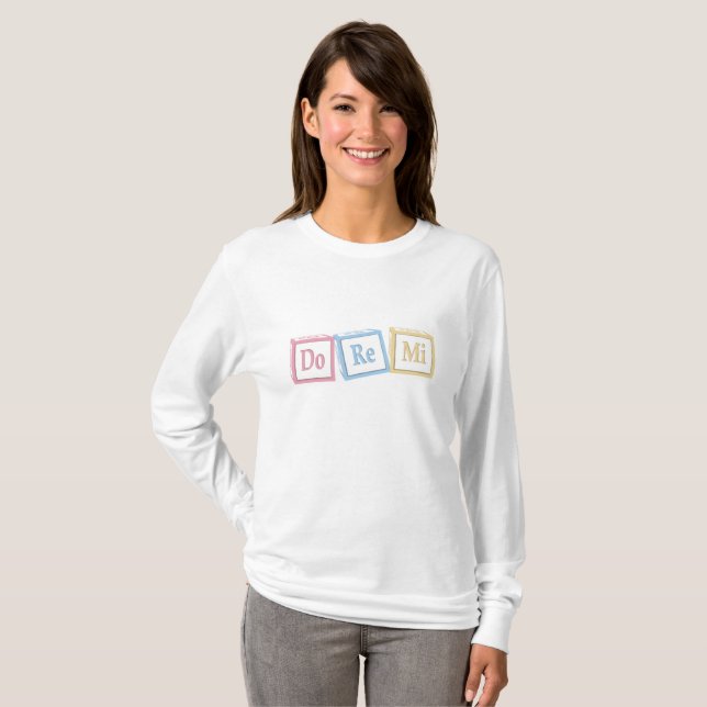 "Do Re Mi" Solfeggio Baby Blocks Music Education T-Shirt (Front Full)