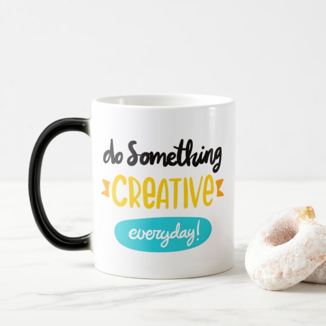 Do Something Creative Everyday - Yellow Teal Mug (With Donut)