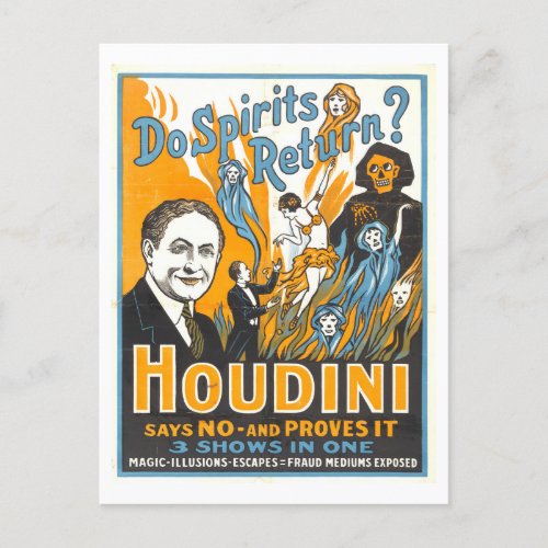 Do Spirits Return Houdini Says No Poster Postcard