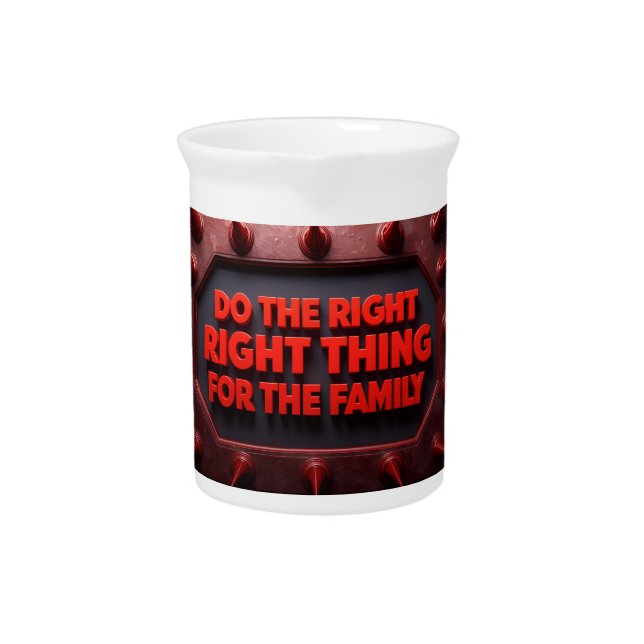 Do The Right Thing For The Family Beverage Pitcher (Front)
