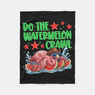 Do The Watermelon Crawl Funny Flamingo Cowboy Fleece Blanket