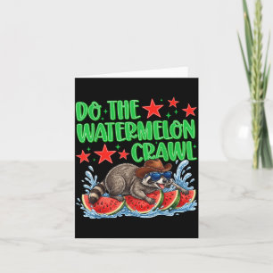 Do The Watermelon Crawl Funny Raccoon Cowboy Card