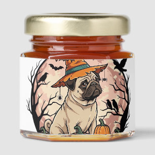 Do Tricks Treats Halloween Pug Witch Hat Pumpkins_ Honey Jar Favors