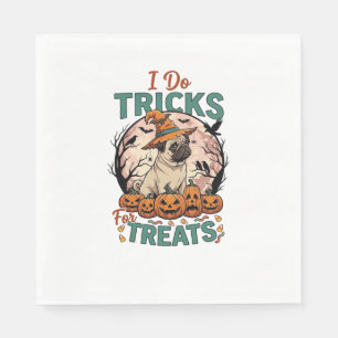 Do Tricks Treats Halloween Pug Witch Hat Pumpkins_ Napkins