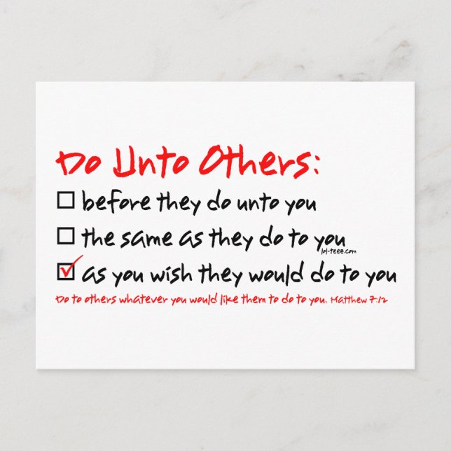 Do Unto Others Postcard (Front)