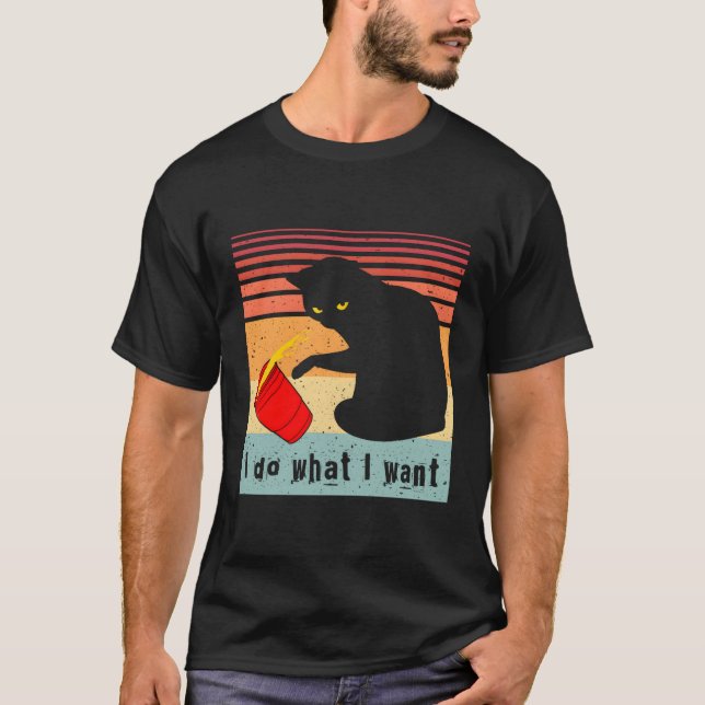 Do W I Want Black Cat Red Cup My Cat T-Shirt (Front)