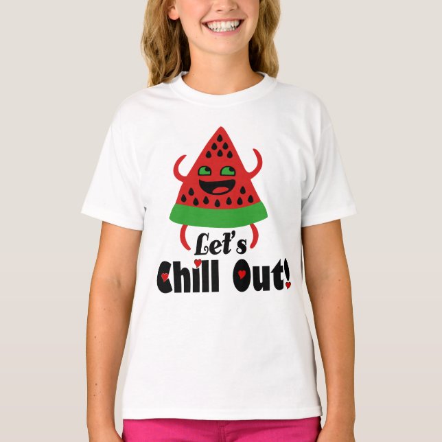 ❤️🍉😋Do Watermelon Dance & Chill Girls' Basic  T-Shirt (Front)
