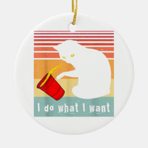 Do What I Want Vintage Black Cat Red Cup Funny My Ceramic Ornament