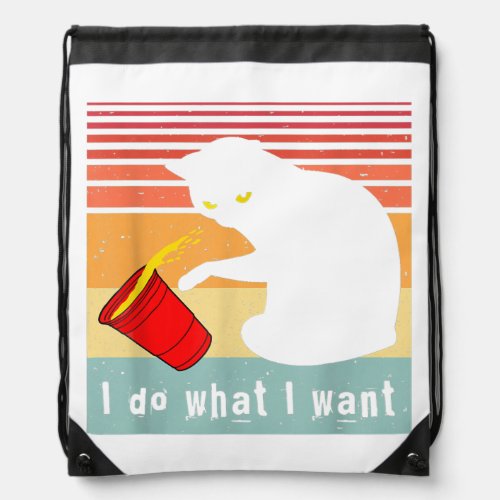 Do What I Want Vintage Black Cat Red Cup Funny My  Drawstring Bag