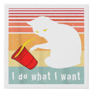 Do What I Want Vintage Black Cat Red Cup Funny My Faux Canvas Print