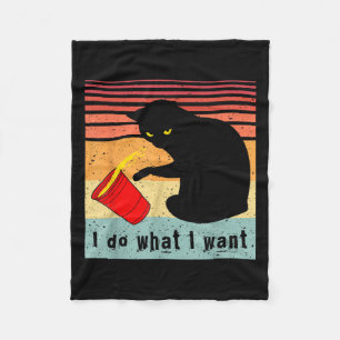 Do What I Want Vintage Black Cat Red Cup Funny My Fleece Blanket