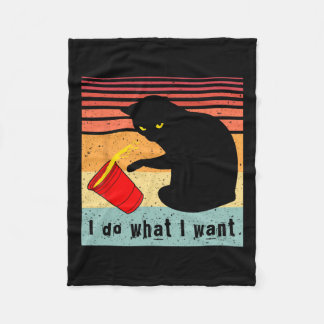 Do What I Want Vintage Black Cat Red Cup Funny My Fleece Blanket