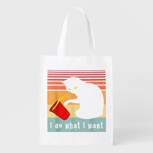 Do What I Want Vintage Black Cat Red Cup Funny My  Grocery Bag