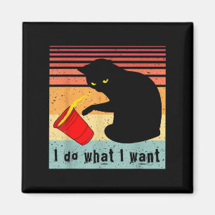 Do What I Want Vintage Black Cat Red Cup Funny My  Magnet